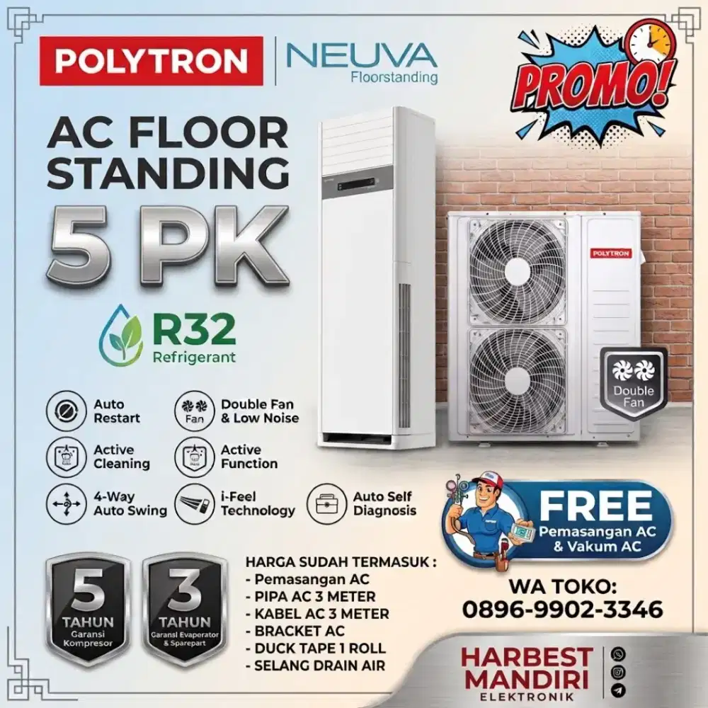 FREE PASANG! POLYTRON AC 5 PK Floor Standing NUEVA SERIES DoubleFan