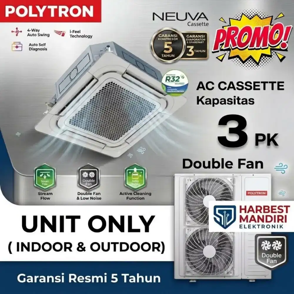 POLYTRON AC CASSETTE 3 PK PHASE 1 Double FAN R32 Stream Flow LOW NOISE
