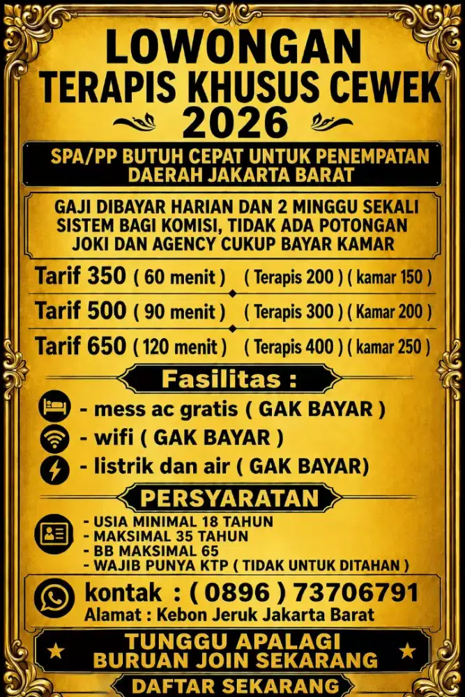 Loker TERAPIS dispa kebun jeruk