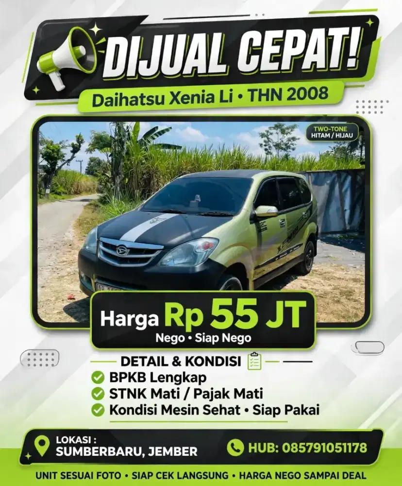 DIJUAL CEPAT XENIA LI 2008 - 55JT NEGO TIPIS