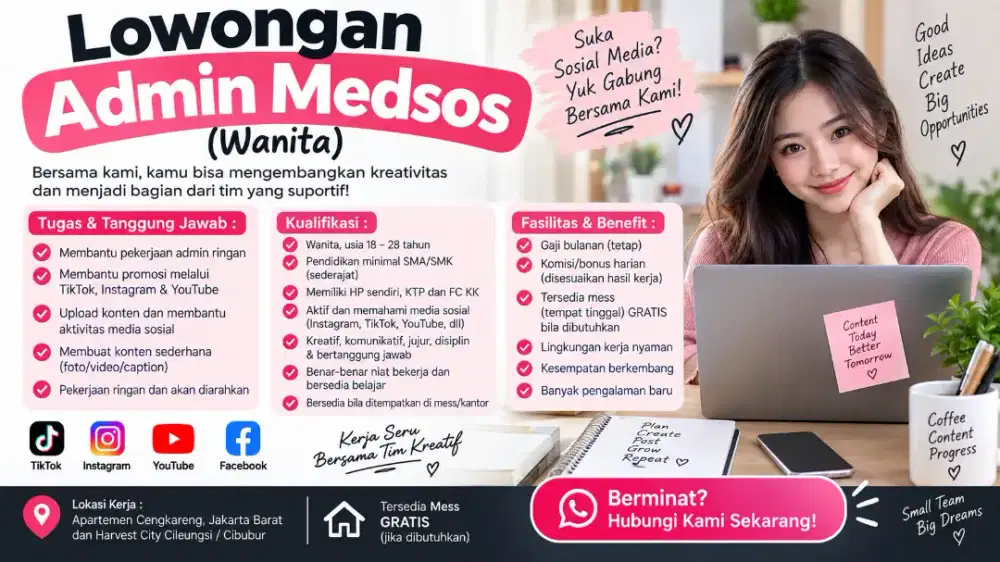 LOWONGAN KERJA – ADMIN & MEDIA SOSIAL