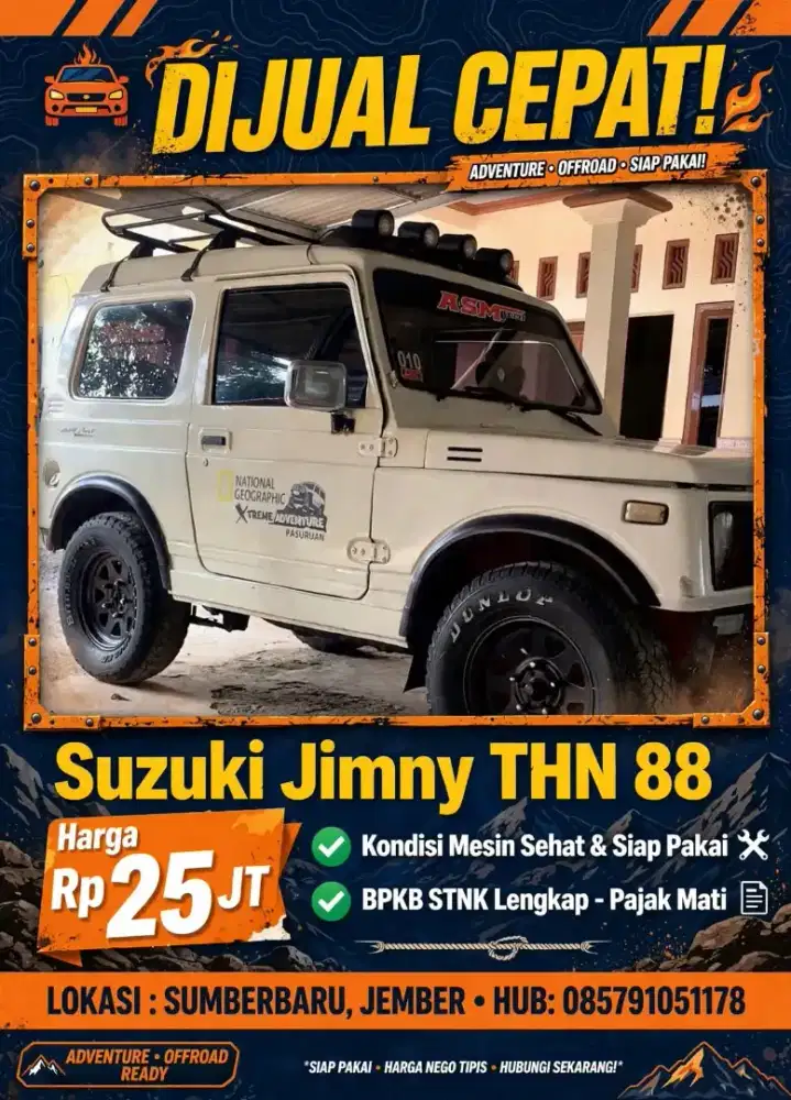 Dijual Suzuki Jimny katana 1988 surat Lengkap - 25  jt