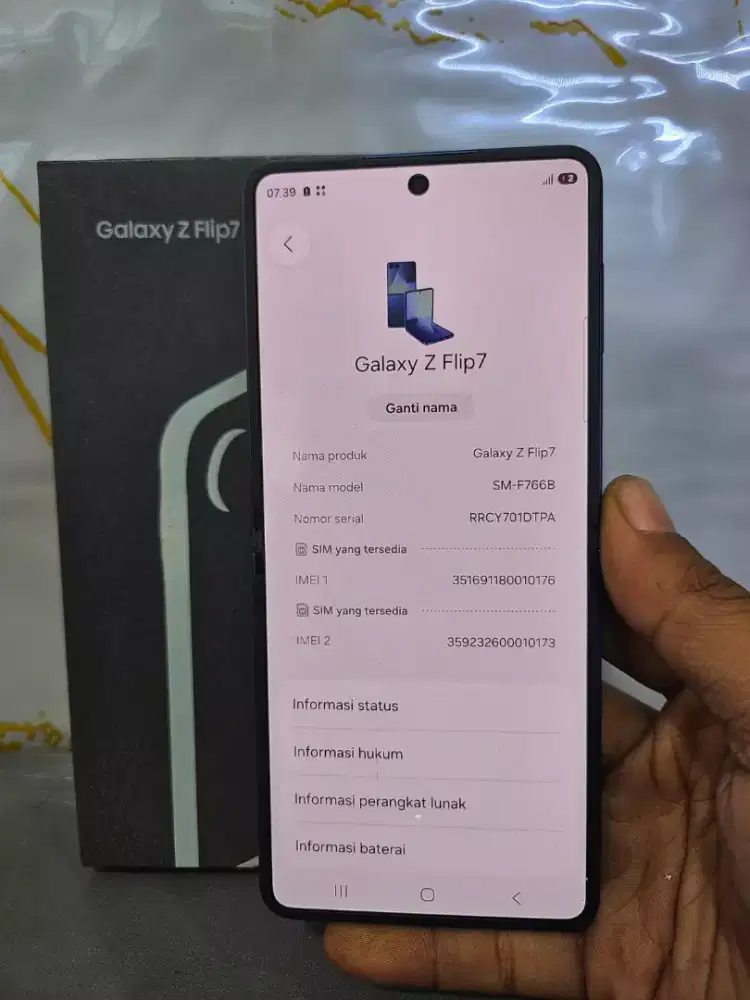 SAMSUNG Z FLIP 7 5G RAM 12/512GB ORIGINAL SEIN MULUS NORMAL FULLSHET