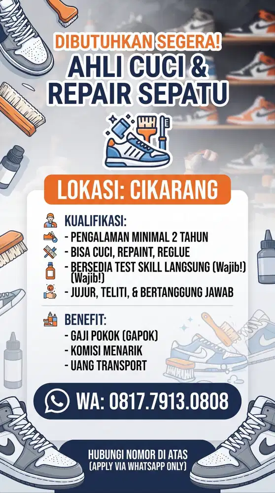 karyawan laundry cuci sepatu repaint reglue