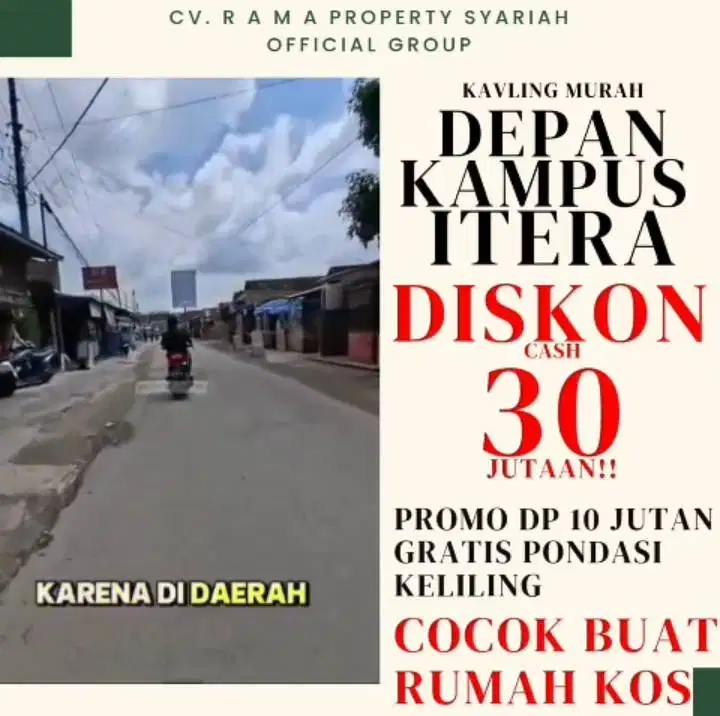 PROMO KAVLING ekslusif 00 MTR DARI JALAN UTAMA RAYA LAPAS