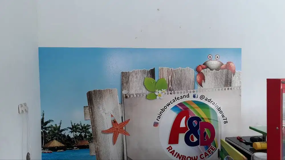 cetak Printing stiker booth, dinding, sticker produk logo custom solo