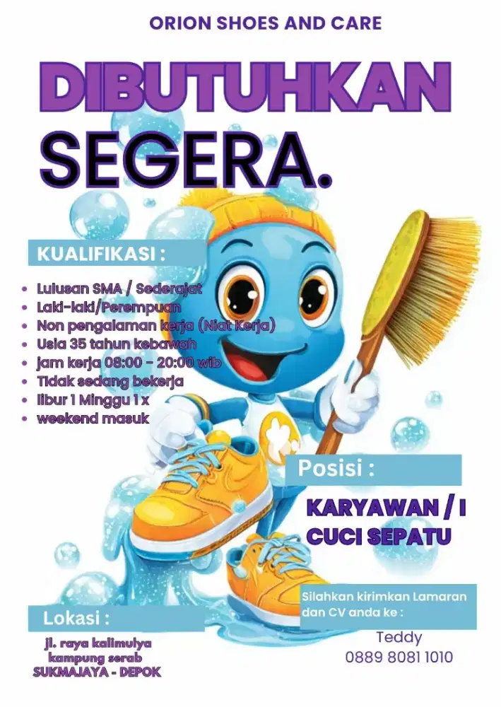 Lowongan kerja laundry sepatu