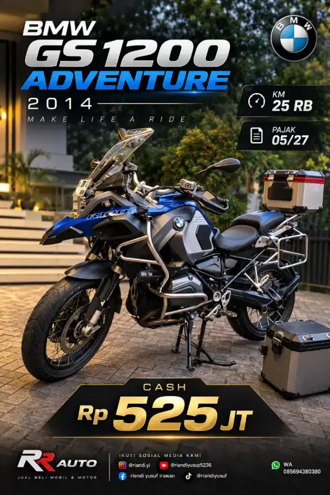 BMW R1200 GS Adventure 2014 KM 25 Ribu Pajak 05/27 Mulus Siap Pakai