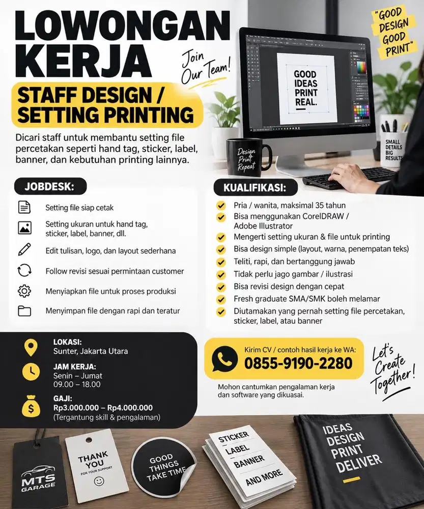 Lowongan kerja staff design / staff print