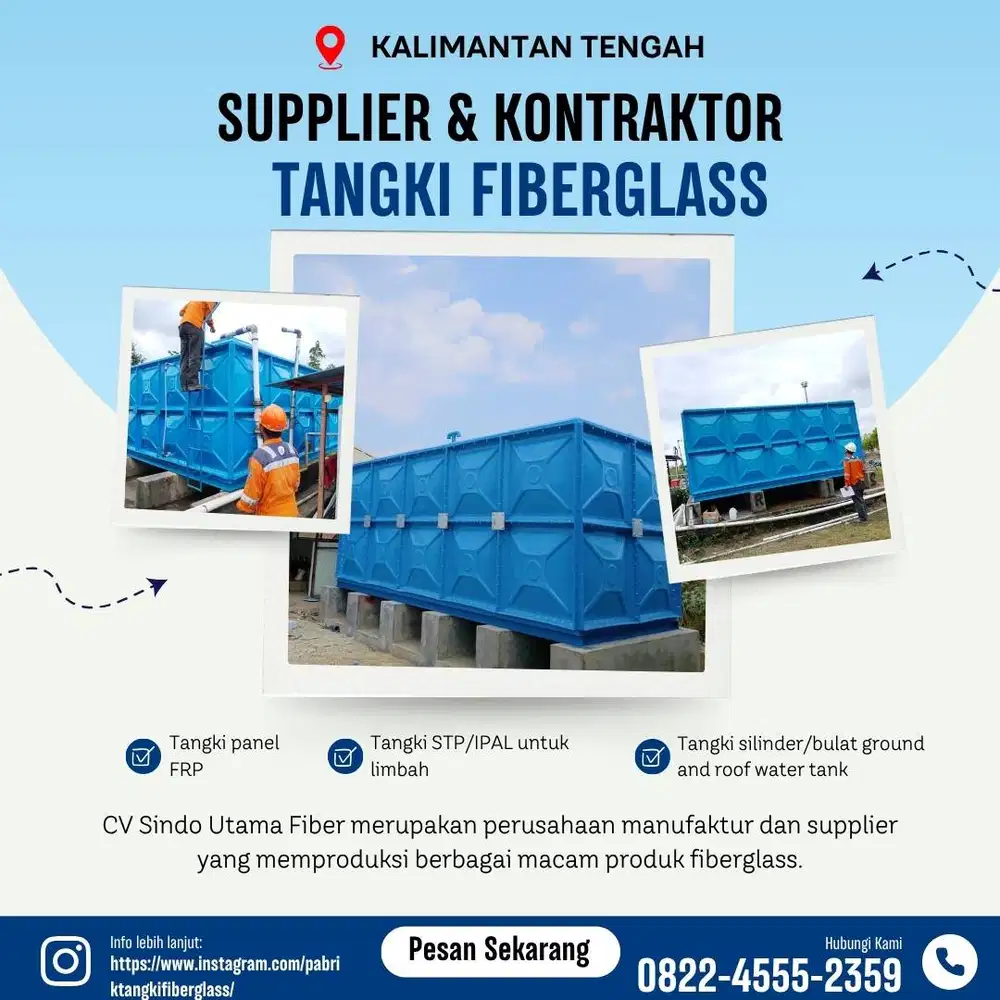 Tangki Fiberglass-Jual Tangki Air, Panel & Silinder Katingan