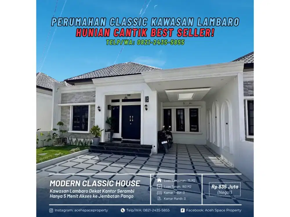 Dijual Rumah Cantik di Kawasan Lambaro - Dekat Serambi Lueng Bata dan Jembatan Pango!