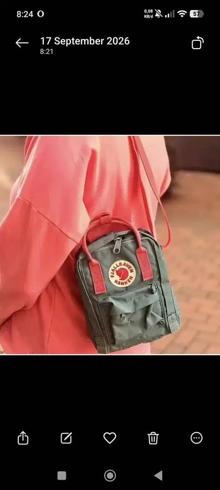 Tas Selempang Fjallraven kanken pre love Warna Pink Hijau banget