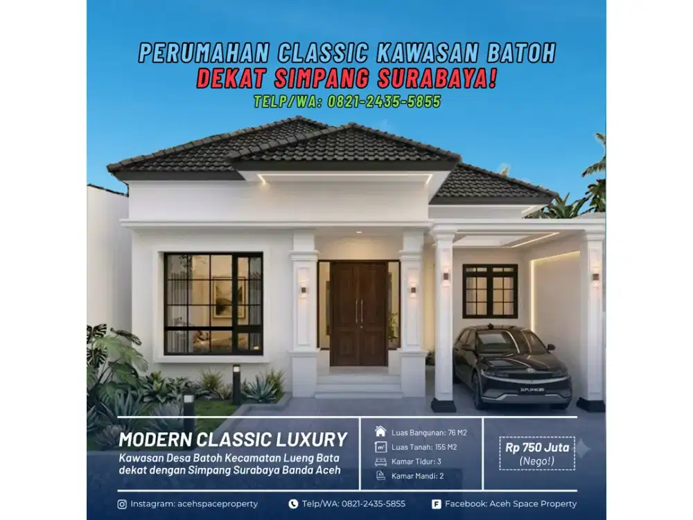 Dijual Rumah Classic di Batoh Belakang Bank Aceh - Dekat Simpang Surabaya!