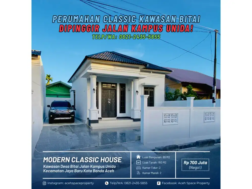 Dijual Rumah Dipinggir Jalan Raya Kampus Unida - Dekat Suzuya Mall Banda Aceh!