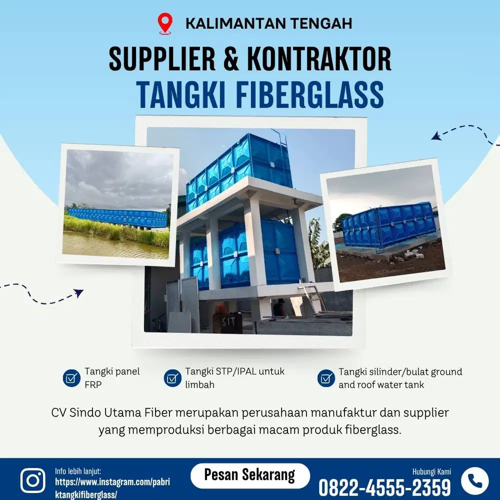 Tangki Fiberglass-Jual Tangki Air, Panel & Silinder Palangkaraya