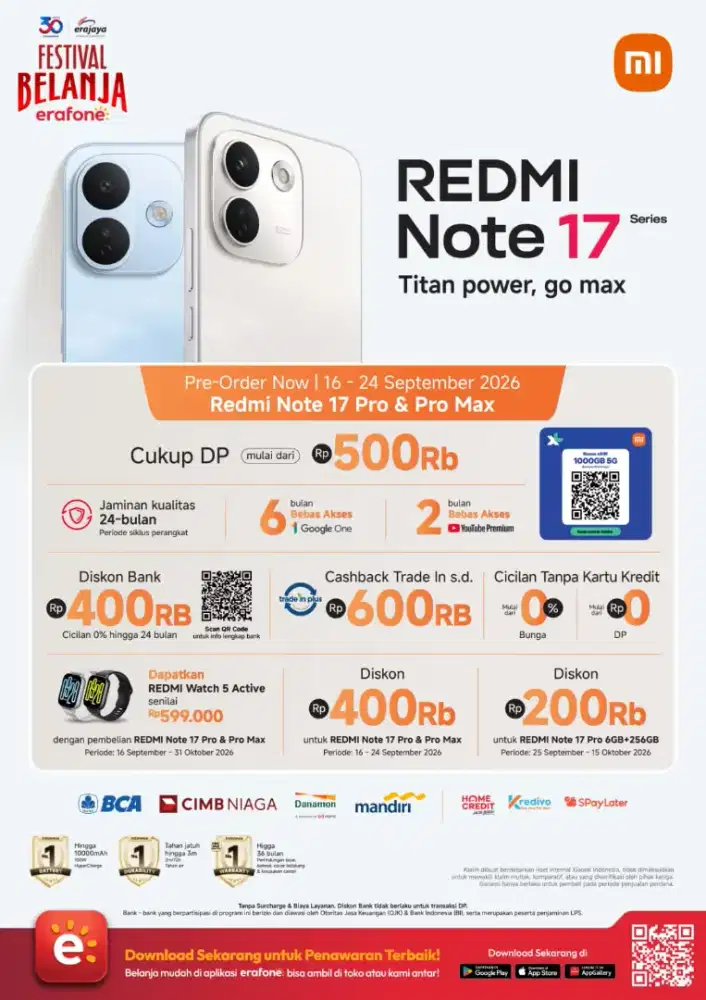 HP XIAOMI TERBARU DARI ERAFONE MOJOAGUNG