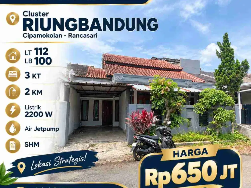 Dijual cepat rumah di Cluster Riungbandung, Cipamokolan