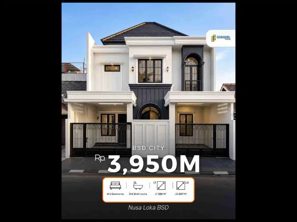 Jual Rumah 2 Lantai Modern Classic Dekat Tol dan Stasiun BSD Nusaloka, An