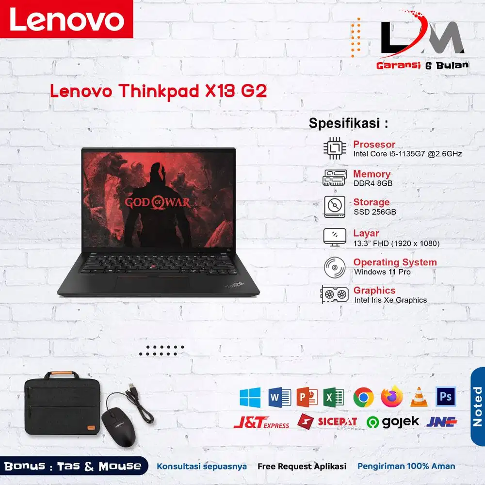 Lenovo Thinkpad X13 G2 i5 Gen 11 Ram 8GB SSD 256GB 13.3 FHD Mulus
