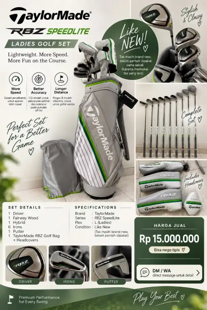 Taylormade RBZ Speedlite Ladies Golf Set LIKE NEW