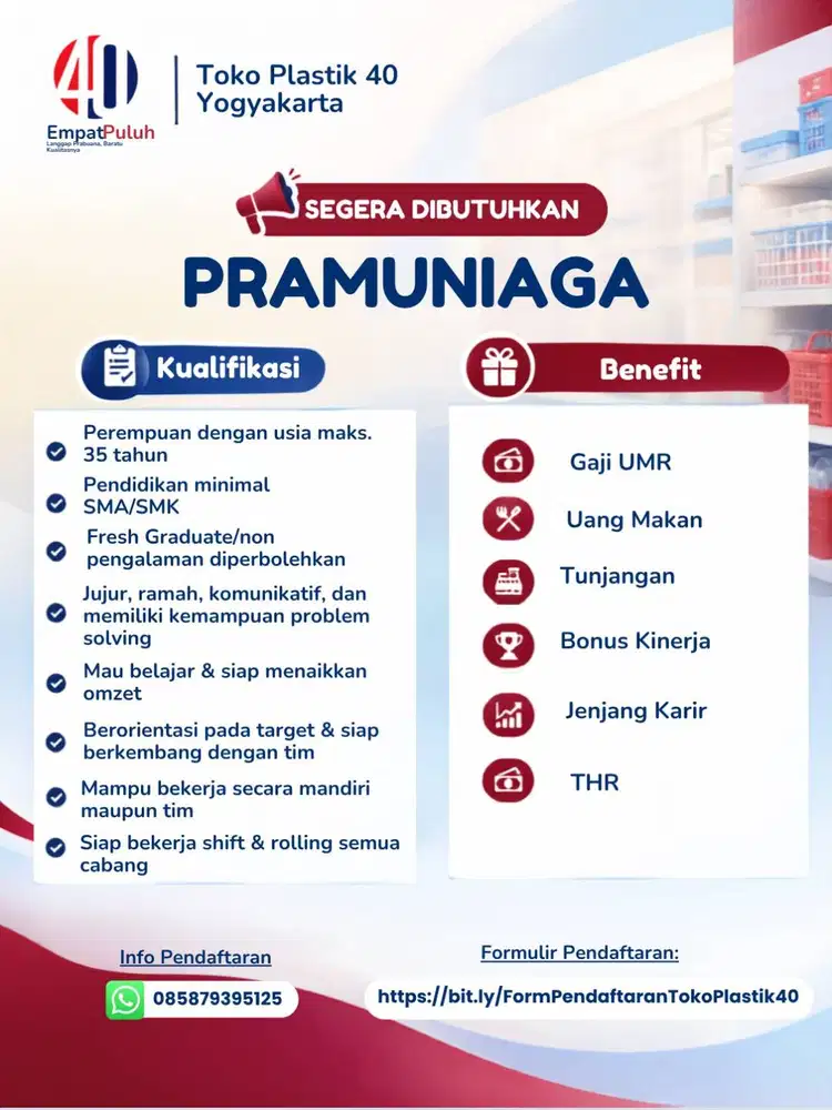 ️- Pramuniaga - Kasir - Helper - Driver TOKO