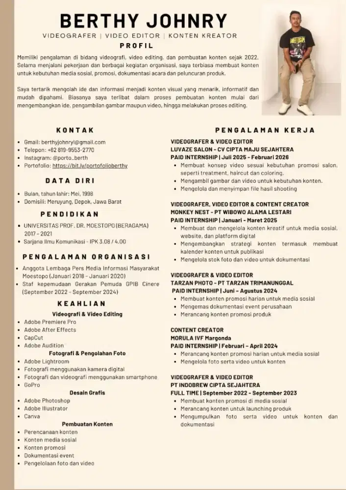 Mencari pekerjaan video editor, videografer, konten kreator