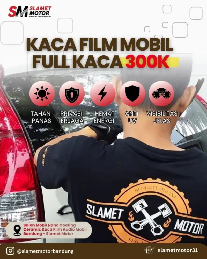 Kaca film mobil alarm remot centrallok sensor kamera  mundur peredam