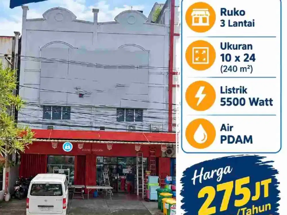 Disewakan Ruko 3 lt Jl. Urip Sumoharjo Makassar