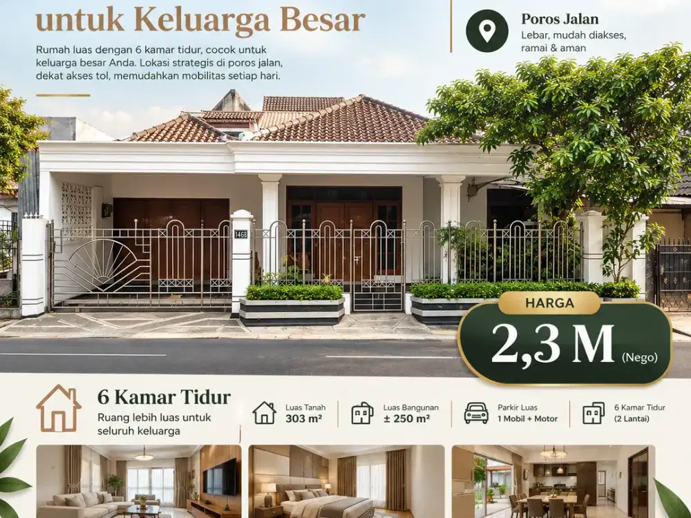 Hunian Luas 6 Kamar Tidur di Poros Jalan, Dekat Akses Tol