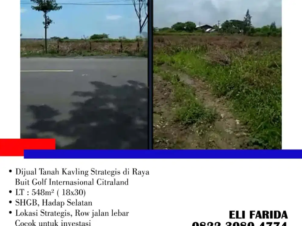 Dijual Tanah Kavling Strategis di Raya Buit Golf Internasional Citraland