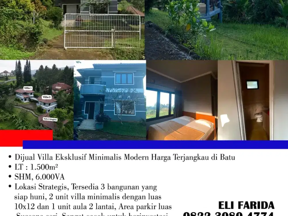 Dijual Villa Eksklusif Minimalis Modern Harga Terjangkau di Batu