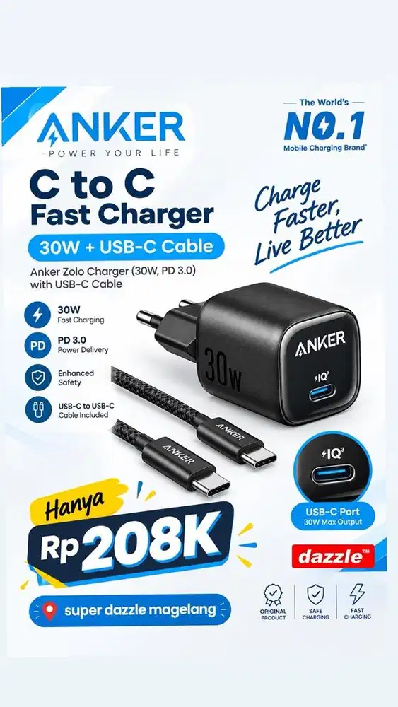 Tc anker set zolo 30w c to c black b2698L11
