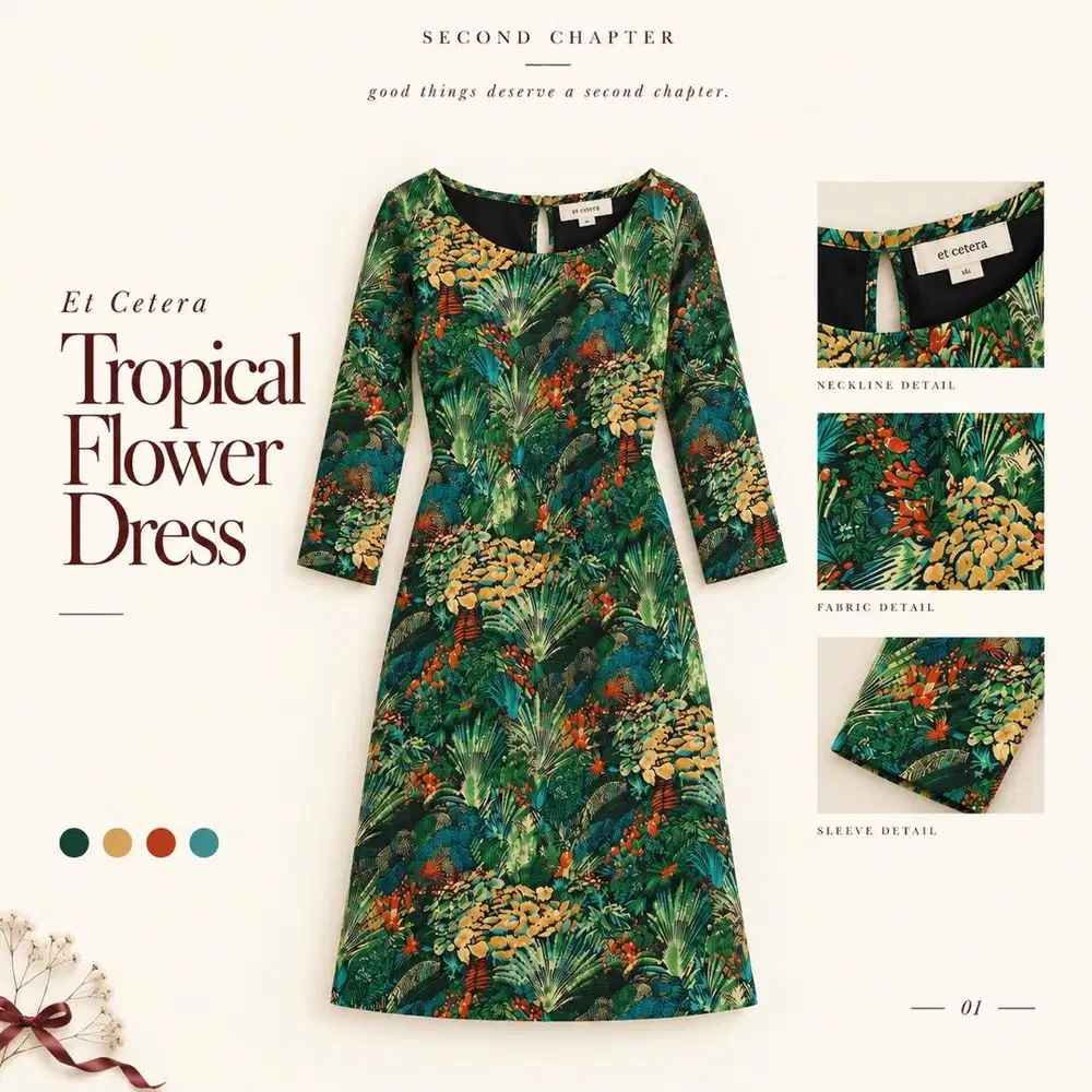 Et Cetera — Tropical Flower Dress Green
