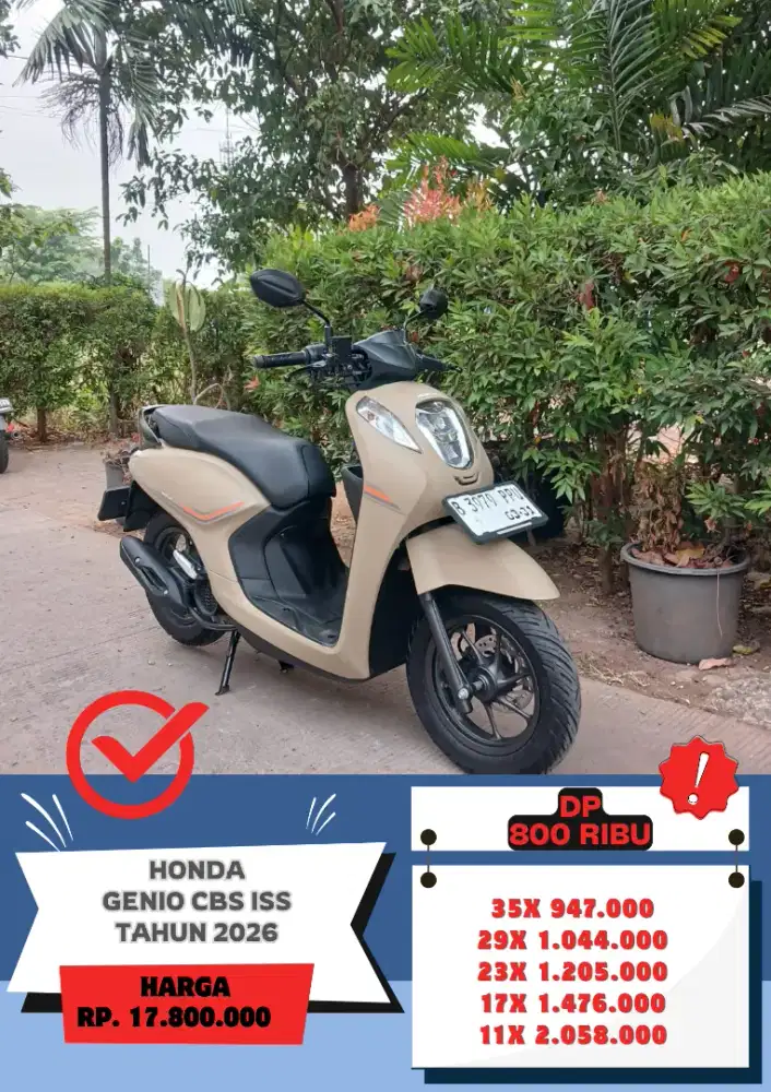 Honda Genio CBS ISS Tahun 2026 DP 800 Ribu Gress Siap Pakai