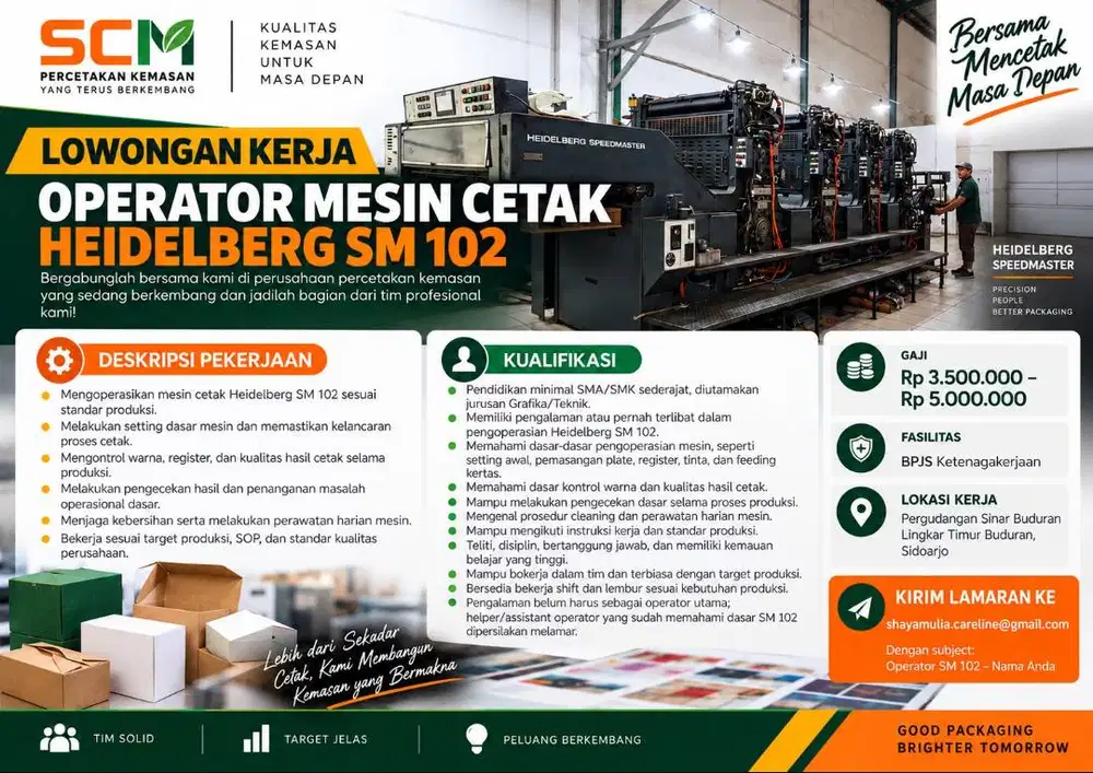 Lowongan Operator Mesin Cetak