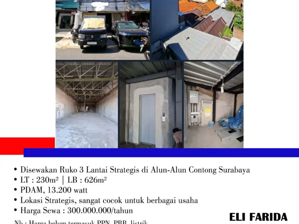 Disewakan Ruko 3 Lantai Strategis di Alun-Alun Contong Surabaya