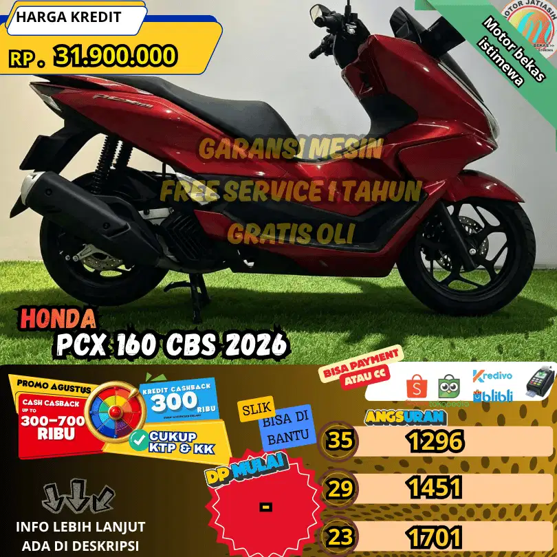 HONDA PCX 160 CBS 2026 PLAT BEKASI KOTA KM RENDAH KENDALA SLIK BISA
