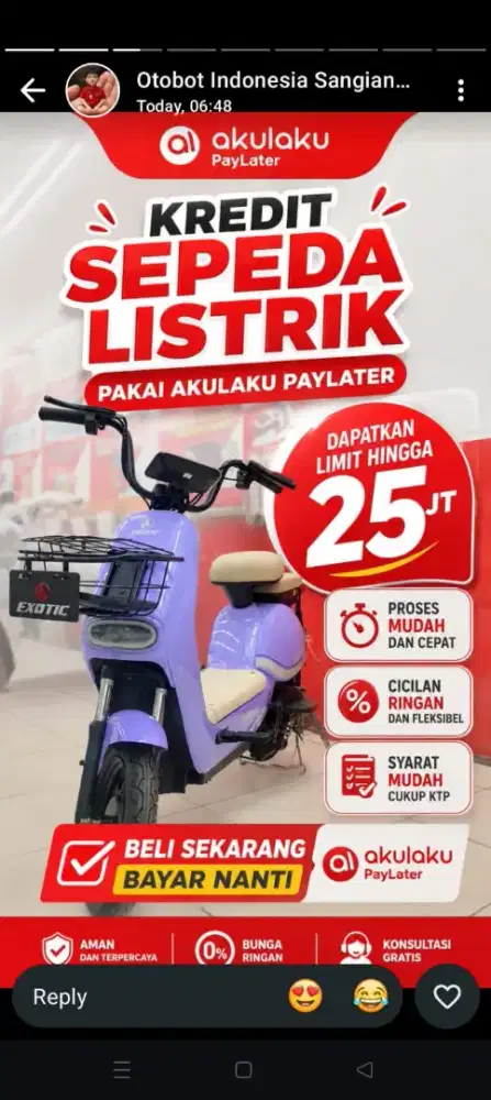 Jual sepeda listrik cash/cicilan