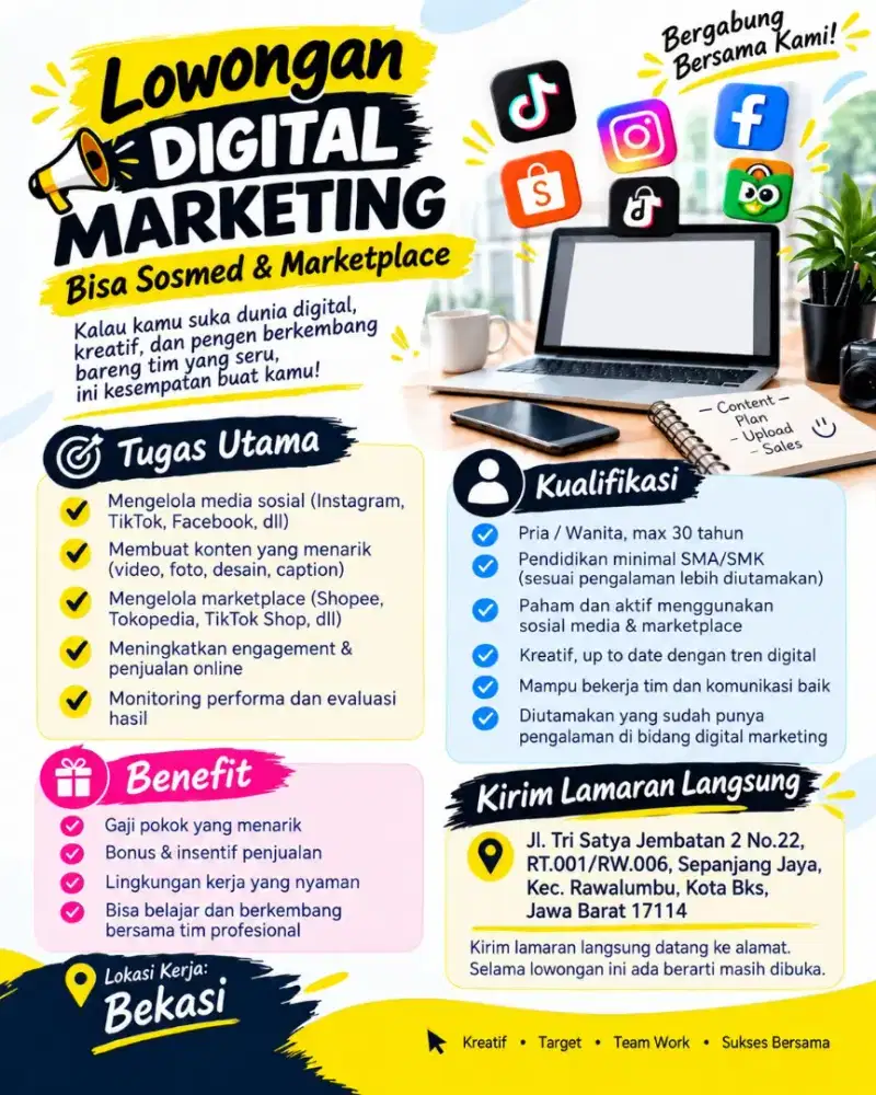 Dicari yg bisa main medsos dan marketplace