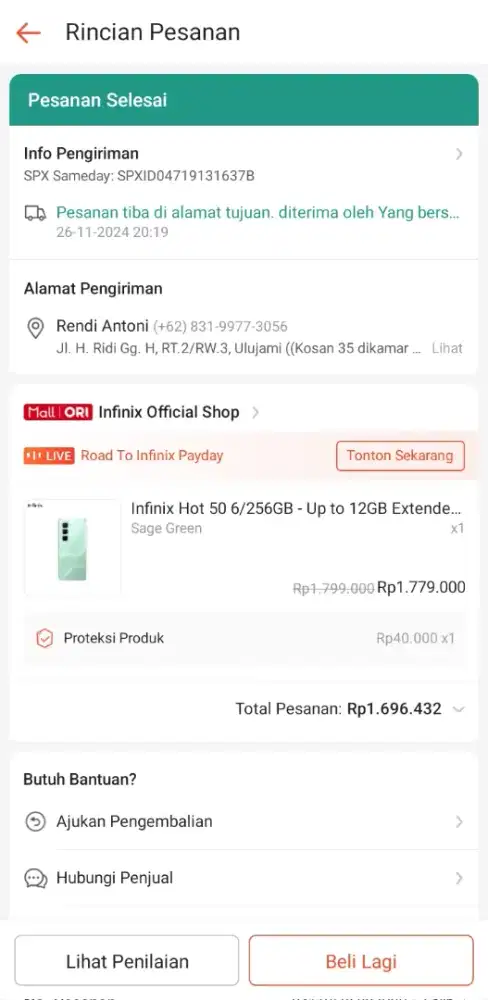 Infinix hot 50 6/256 4G