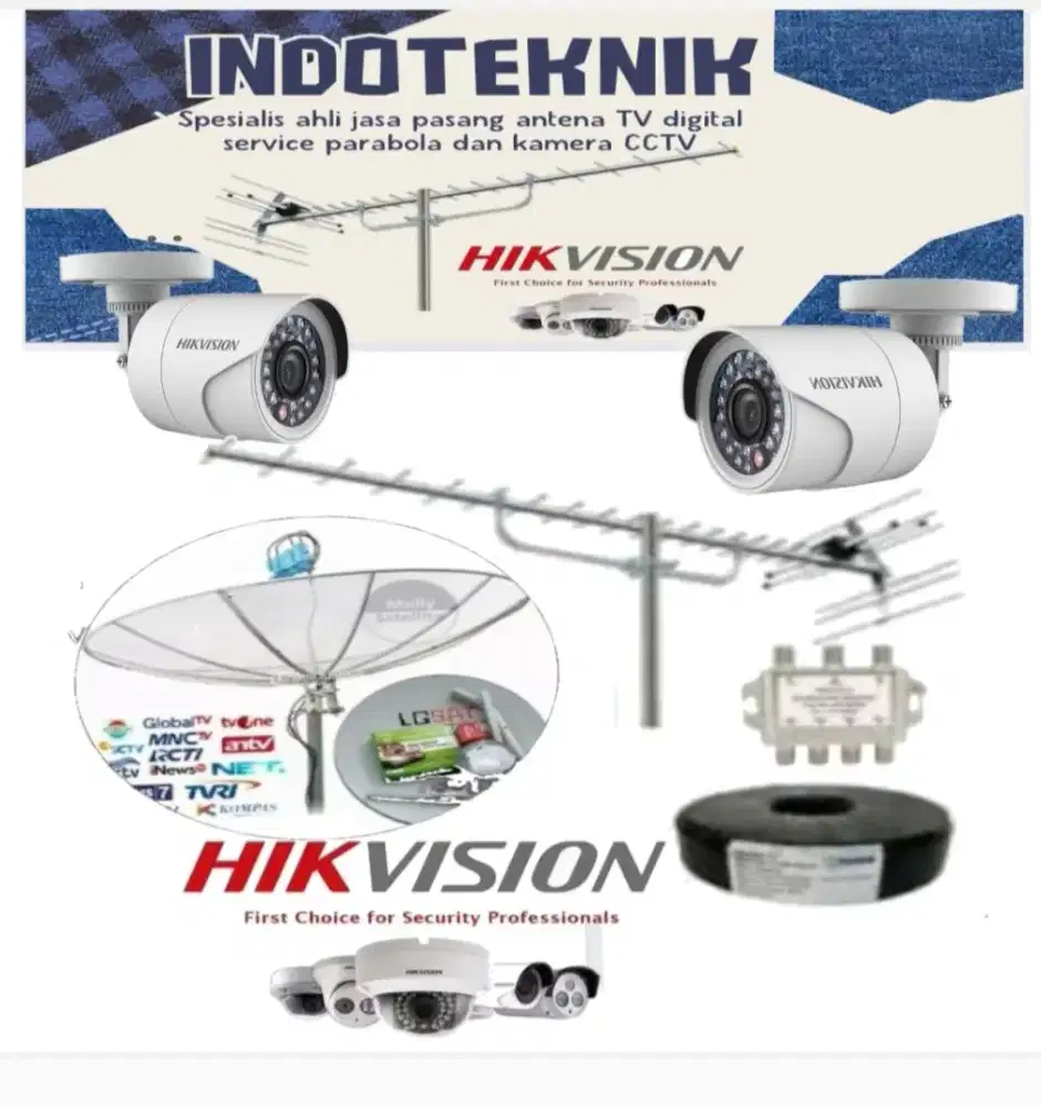 Teknisi instalasi pasang antena TV digital dan service parabola