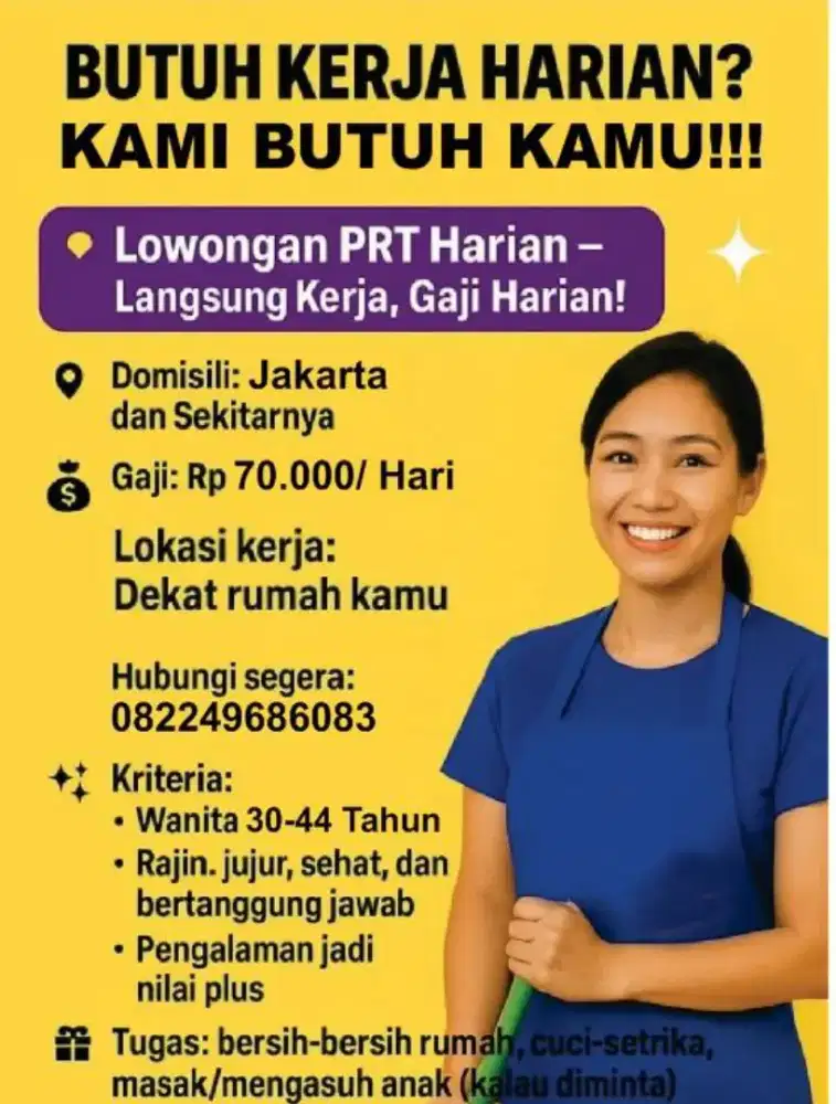 Di Cari PRT & Pengasuh Anak