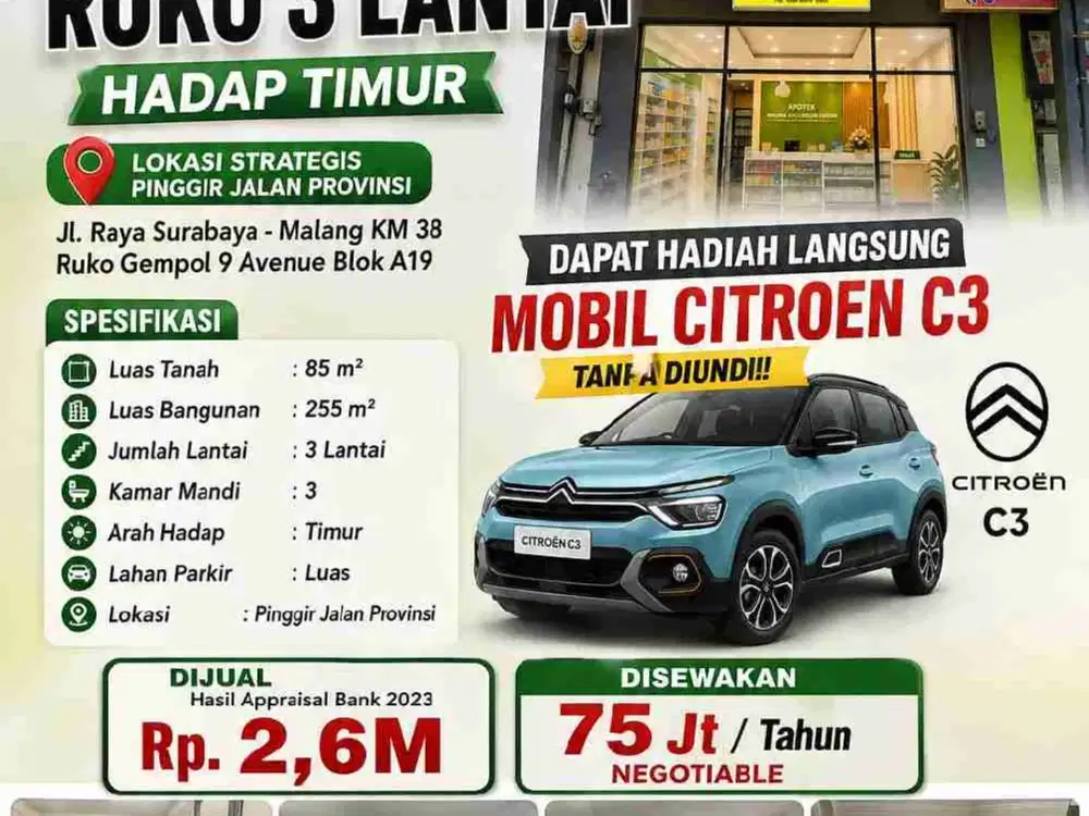 Dikontrakkan Ruko hadap jalan provinsi Gempol Pasuruan