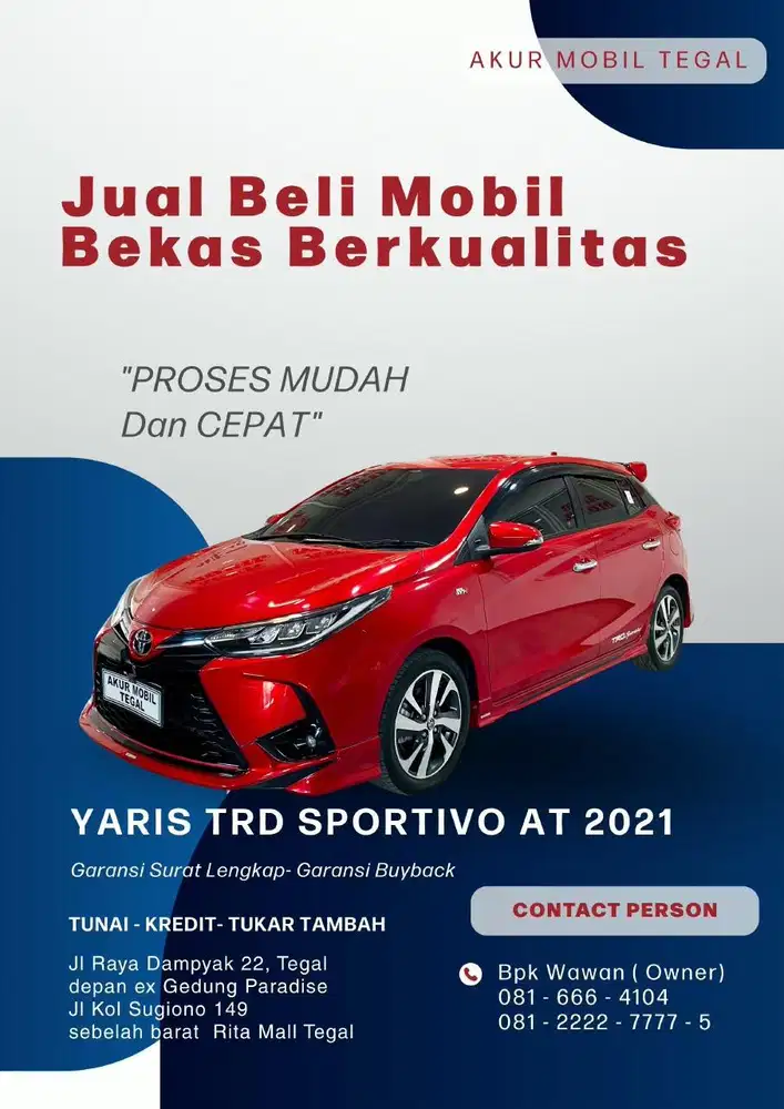DP 50JT YARIS TRD SPORTIVO MATIC 2021 MERAH SIAP PAKAI FUL ORI