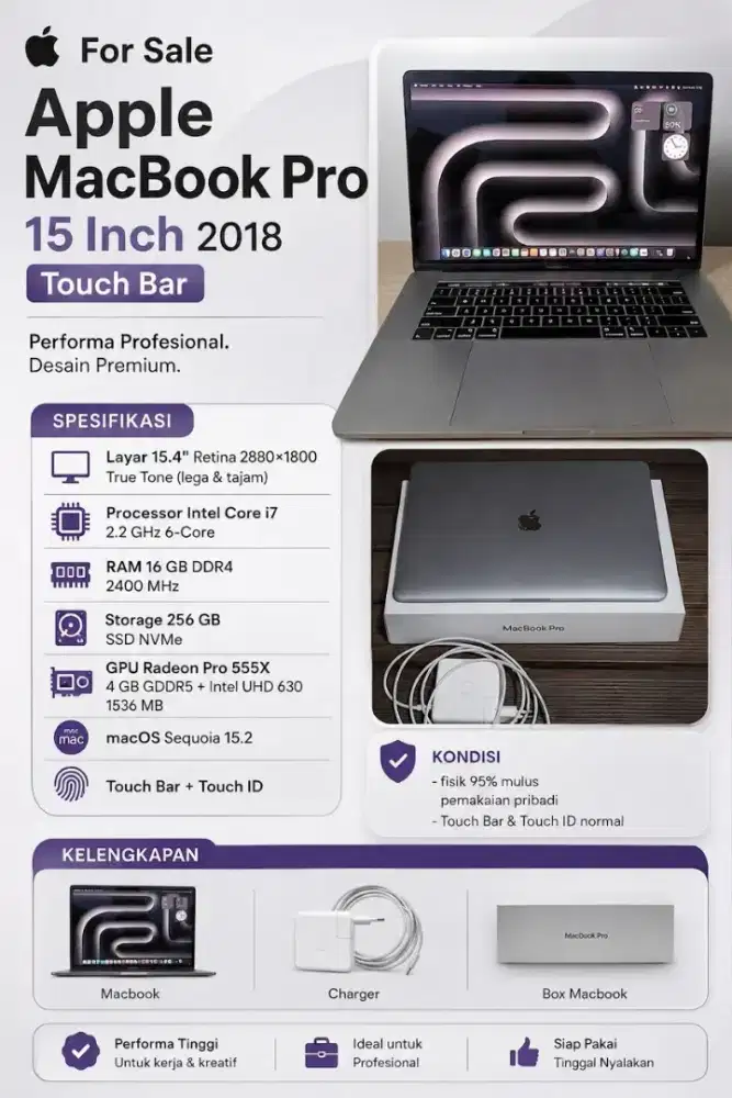 Dijual Macbook Pro 15 touch bar