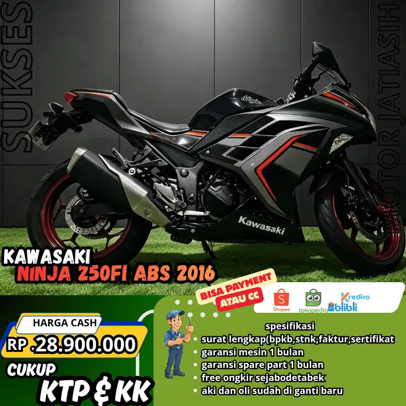 KAWASAKI NINJA 250FI ABS 2016 PLAT BOGOR CAKEP KM MASIH RENDAH