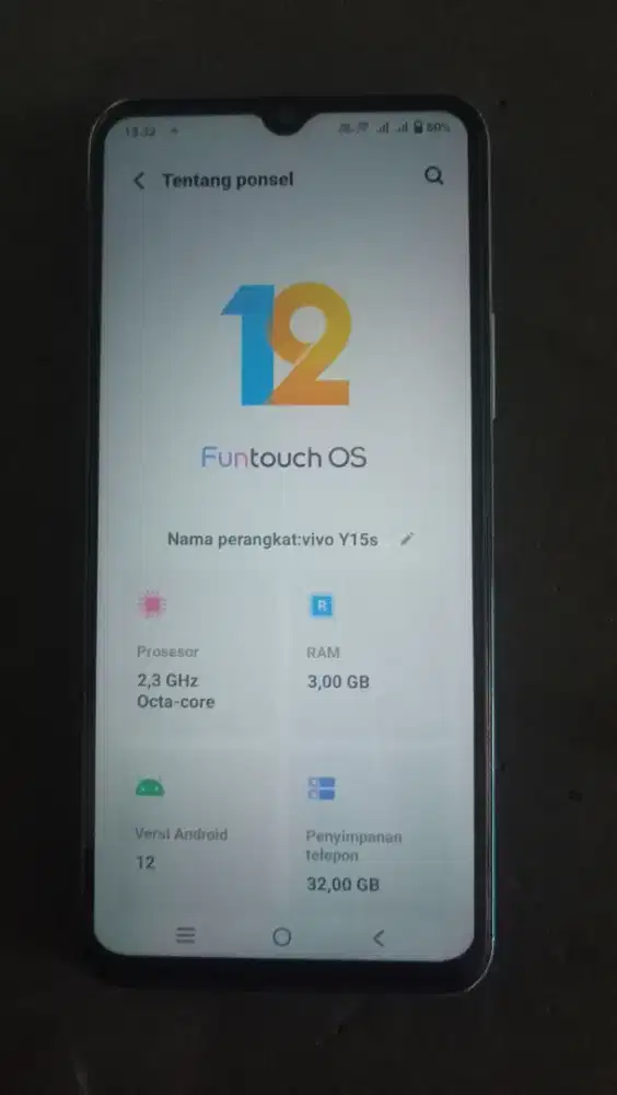 Vivo y15s ram 3/32gb