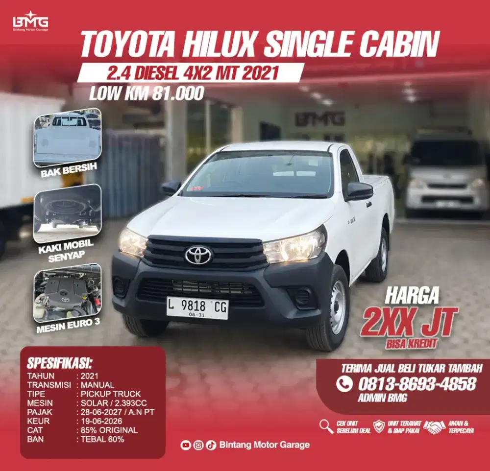 Toyota Hilux Single Cabin 2.4 Diesel 4x2 MT 2021 !
