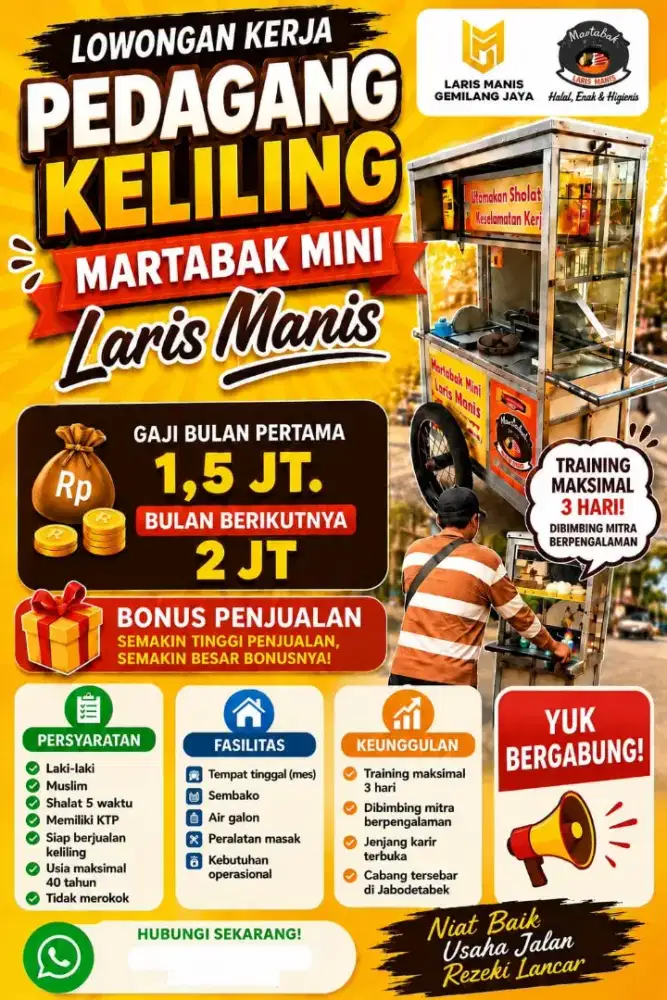 LOKER JUALAN MARTABAK MINI KELILING