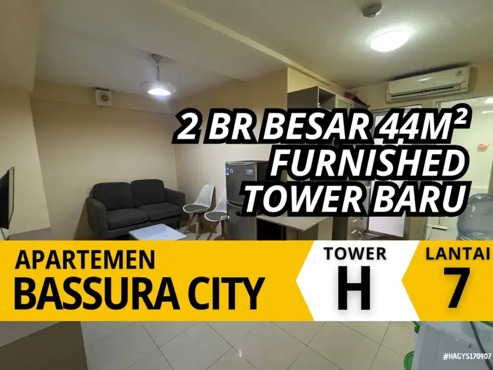 Sewa  3 Bulanan 2 BedroomSuper Besar 44m² Lantai 7 Tower Baru Apartemen Bassura City